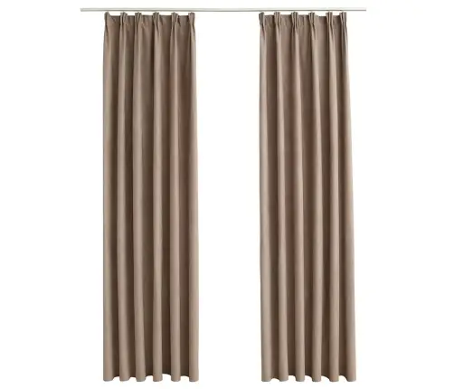 Biezie Aizkari Ar Āķiem, 2 Gab., Pelēkbrūni, 140X175 Cm Vidaxl