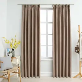 Naktinės Užuolaidos Su Kabliukais, 2Vnt., Taupe, 140X175Cm