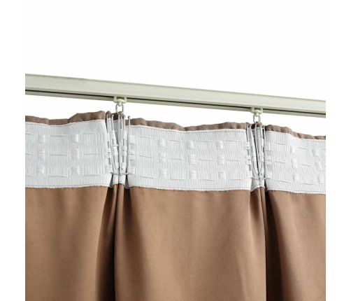Pimendavad Kardinad Konksudega, 2 Tk Pruunikashall 140 X 225 Cm