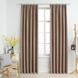 Pimendavad Kardinad Konksudega, 2 Tk Pruunikashall 140 X 225 Cm