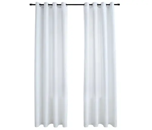 Pimendavad Kardinad Metallrõngastega 2 Tk, Valge, 140 X 175 Cm