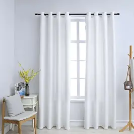 Biezie Aizkari Ar Metāla Riņķiem, 2 Gb., Pelēkbalti, 140X175 Cm Vidaxl Biezie Aizkari Ar Metāla Riņķiem, 2 Gb., Pelēkbalti, 140X175 Cm Vidaxl