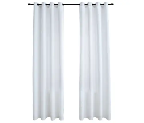 Biezie Aizkari Ar Metāla Riņķiem, 2 Gb., Pelēkbalti, 140X245 Cm  Vidaxl