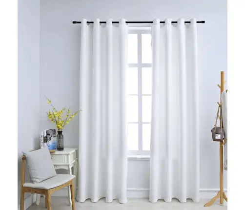 Biezie Aizkari Ar Metāla Riņķiem, 2 Gb., Pelēkbalti, 140X245 Cm  Vidaxl