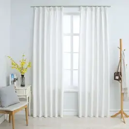 Naktinės Užuolaidos Su Kabliukais, 2Vnt., Balsvos, 140X245Cm