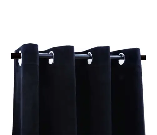 Biezie Aizkari Ar Riņķiem, 2 Gab., Melns Samts, 140X225 Cm Vidaxl