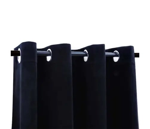 Biezie Aizkari Ar Riņķiem, 2 Gab., Melns Samts, 140X245 Cm Vidaxl