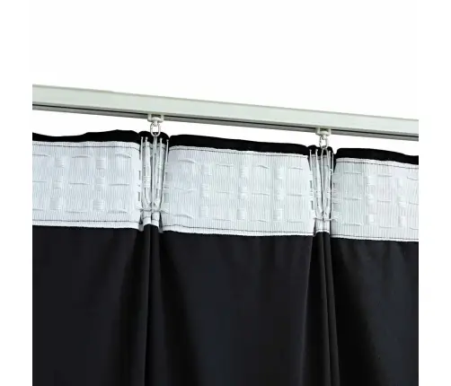 Biezie Aizkari Ar Āķiem, 2 Gab., Melns Samts, 140X245 Cm Vidaxl