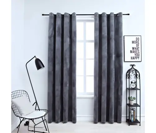 Naktinės Užuolaidos, 2Vnt., Antracito, 140X225cm Aksomas