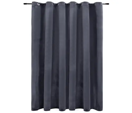 Biezais Aizkars Ar Metāla Riņķiem, Pelēks Samts, 290X245 Cm Vidaxl