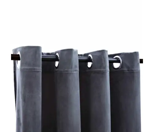 Biezais Aizkars Ar Metāla Riņķiem, Pelēks Samts, 290X245 Cm Vidaxl