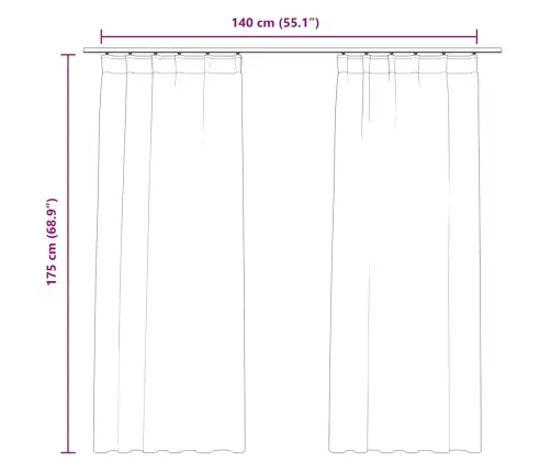 Biezie Aizkari Ar Āķiem, 2 Gab., Pelēks Samts, 140X175 Cm Vidaxl