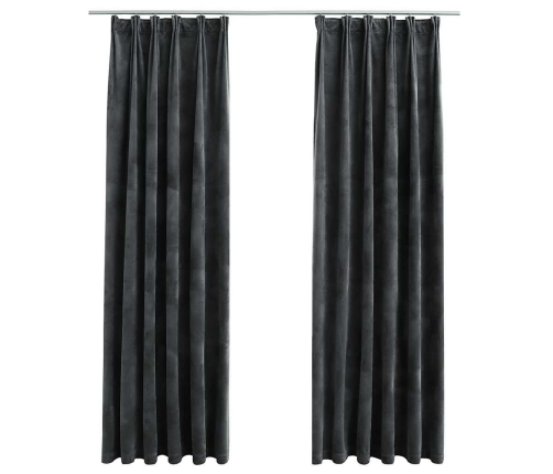 Pimendavad Kardinad 2 Tk Konksud, Samet, Antratsiit, 140X225 Cm