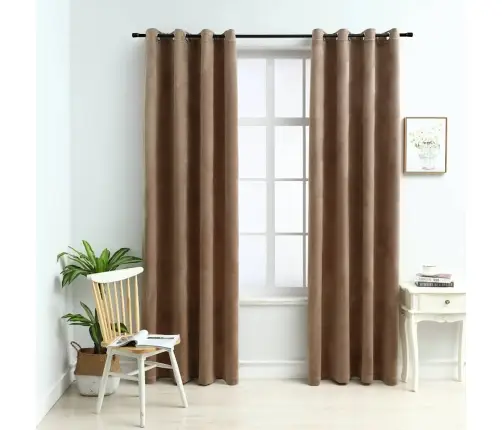 Naktinės Užuolaidos, 2Vnt., Smėlio Spalvos, 140X225cm Aksomas