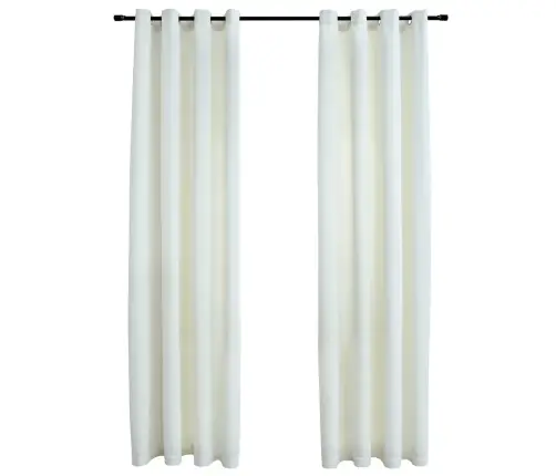 Biezie Aizkari Ar Riņķiem, 2 Gab., Krēmkrāsas Samts, 140X245 Cm Vidaxl