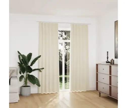 Biezie Aizkari Ar Āķiem, 2 Gab., Krēmkrāsas Samts, 140X225 Cm Vidaxl