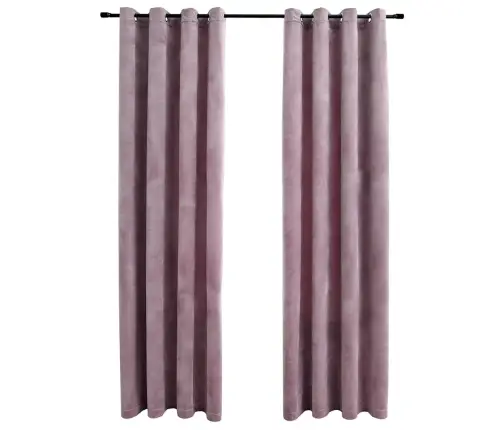 Pimendavad Kardinad Rõngastega 2 Tk Samet Antiikroosa 140X245Cm