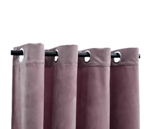 Pimendavad Kardinad Rõngastega 2 Tk Samet Antiikroosa 140X245Cm