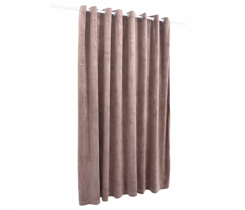 Biezais Aizkars Ar Metāla Riņķiem, Rozā Samts, 290X245 Cm Vidaxl