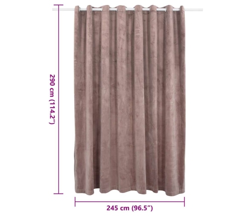 Biezais Aizkars Ar Metāla Riņķiem, Rozā Samts, 290X245 Cm Vidaxl