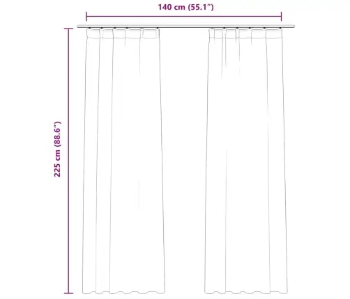 Pimendavad Kardinad 2 Tk Konksud, Samet, Vanaroosa, 140X225 Cm
