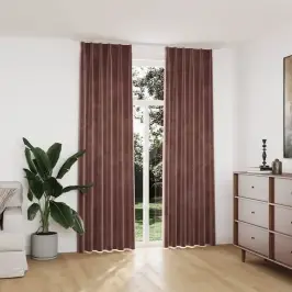 Biezie Aizkari Ar Āķiem, 2 Gab., Antīki Rozā Samts, 140X245 Cm Vidaxl