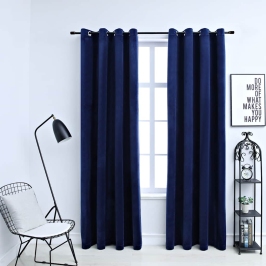 Pimendavad Kardinad Rõngastega 2 Tk, Samet, Sinine 140 X 225 Cm