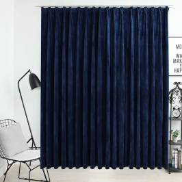 Gaismu Necaurlaidīgs Aizkars Ar Āķiem, 290X245 Cm, Zils Samts Vidaxl