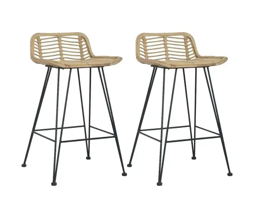 Baro Kėdės, 2 Vnt., Natūralios Spalvos, Ratanas