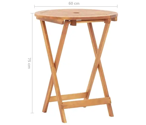 Saliekams Dārza Galds, 60X75 Cm, Akācijas Masīvkoks Vidaxl