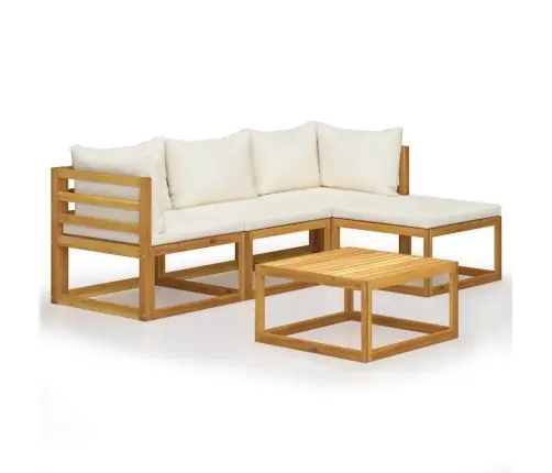 5-Daļīgs Dārza Atpūtas Mēbeļu Komplekts Ar Matračiem, Akācija Vidaxl