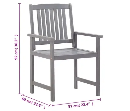 5-Osaline Aiamööblikomplekt, Hall, Akaatsiapuit