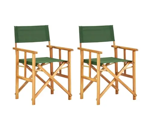 Režisora Krēsli, 2 Gab., Zaļi, Akācijas Masīvkoks Vidaxl