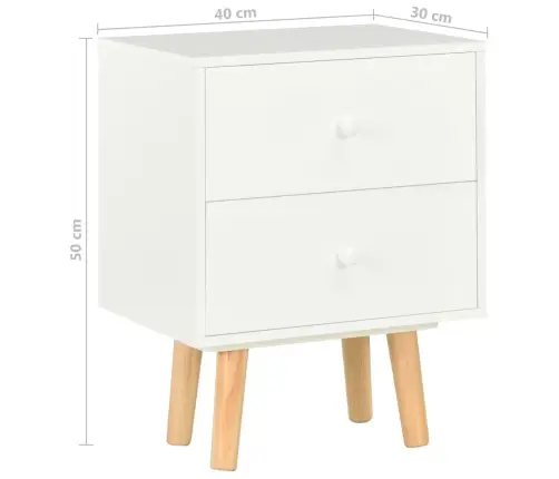 Öökapid 2 Tk, Valge 40 X 30 X 50 cm Männipuit