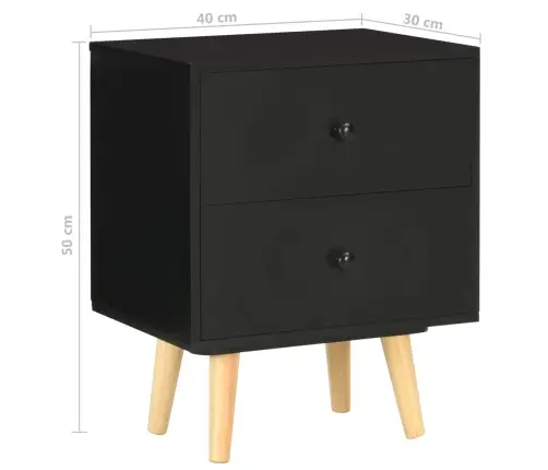 Naktsskapīši, 2 Gb., 40X30X50 Cm, Melni, Priedes Masīvkoks Vidaxl Naktsskapīši, 2 Gb., 40X30X50 Cm, Melni, Priedes Masīvkoks Vidaxl