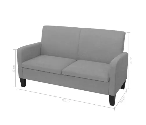 Auduma Dīvāns, 2 Gab., Gaiši Pelēks Vidaxl