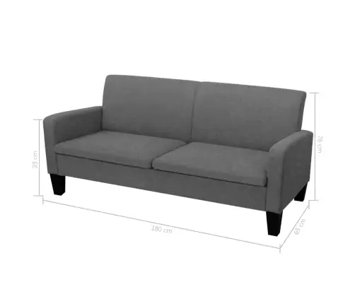 Sofų Komplektas, 2D., Audinys, Tamsiai Pilkos Spalvos