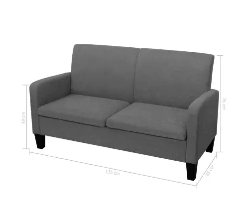 Sofų Komplektas, 2D., Audinys, Tamsiai Pilkos Spalvos