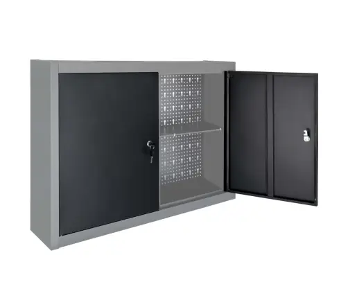 Sienas Instrumentu Skapis, Melns Un Pelēks Metāls Vidaxl