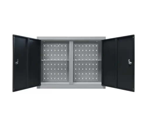 Sienas Instrumentu Skapis, Melns Un Pelēks Metāls Vidaxl