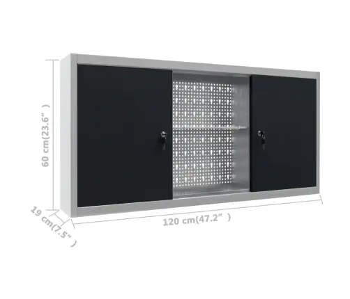 Prie Sien. Mont. Įrank. Spint., Pilk./Juod. Sp., Met., Ind. St.