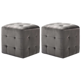 Pufai, 2 Vnt., Pilkos Spalvos, 30X30X30 cm Aksomas (249017)