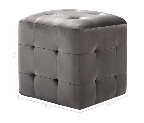 Pufi, 2 Gab., Pelēki, 30X30X30 Cm, Samts Vidaxl
