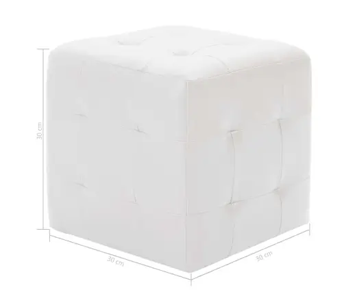 Pufi, 2 Gab., Balti, 30X30X30 Cm, Mākslīgā Āda Vidaxl