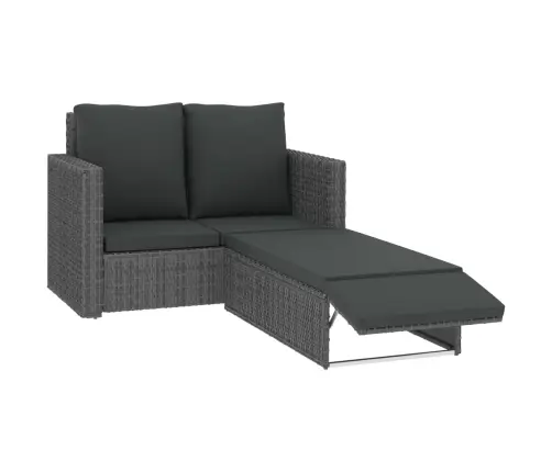 2-Daļīgs Dārza Atpūtas Mēbeļu Komplekts Ar Matračiem, Pelēks Pe Vidaxl