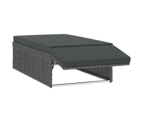 2-Daļīgs Dārza Atpūtas Mēbeļu Komplekts Ar Matračiem, Pelēks Pe Vidaxl