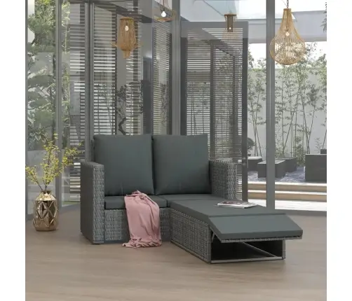 2-Daļīgs Dārza Atpūtas Mēbeļu Komplekts Ar Matračiem, Pelēks Pe Vidaxl