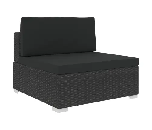 5-Osaline Aiamööblikomplekt Patjadega, Polürotang, Must