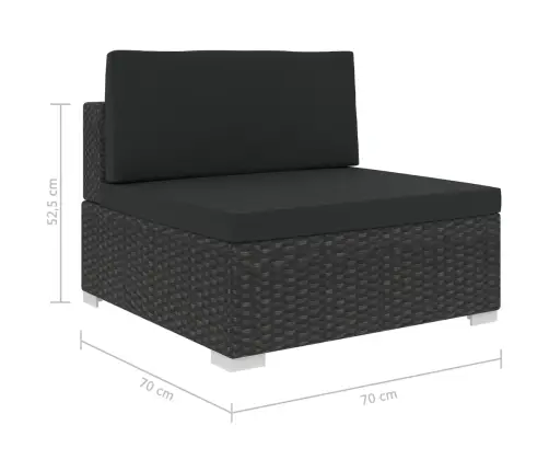5-Osaline Aiamööblikomplekt Patjadega, Polürotang, Must
