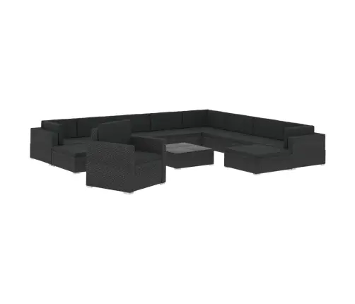 12-Daļīgs Dārza Atpūtas Mēbeļu Komplekts Ar Matračiem, Melns Pe Vidaxl